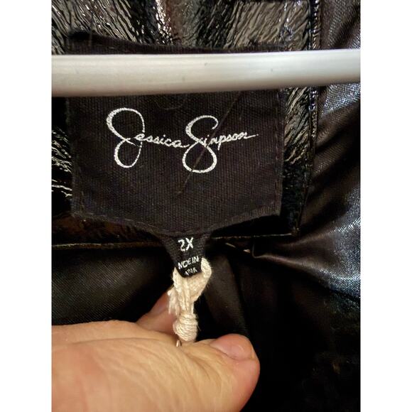 2X Jessica Simpson Windowpane Sherpa Teddy Coat Black & White - Picture 3 of 3